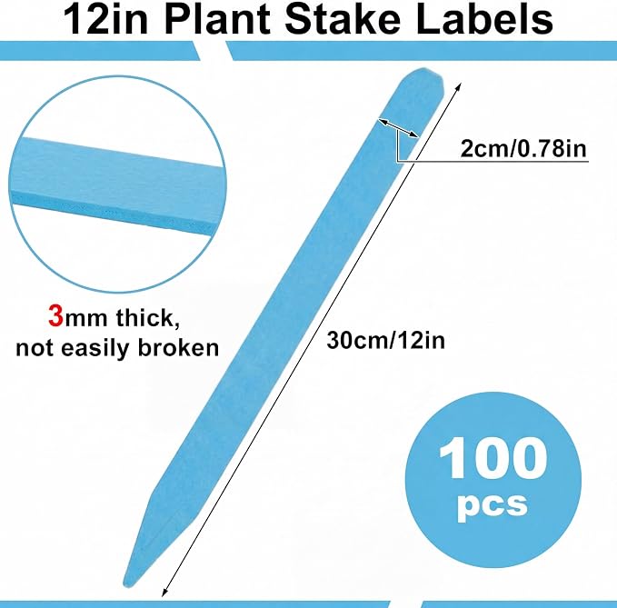 Weysat 100 Pcs 12" Wood Plant Labels for Field or Containers Plant Tags Wood Garden Labels for Seedling Stakes Markers Nursery Seed Tags with Smooth Surface for Pot Herbs Flowers Vegetables