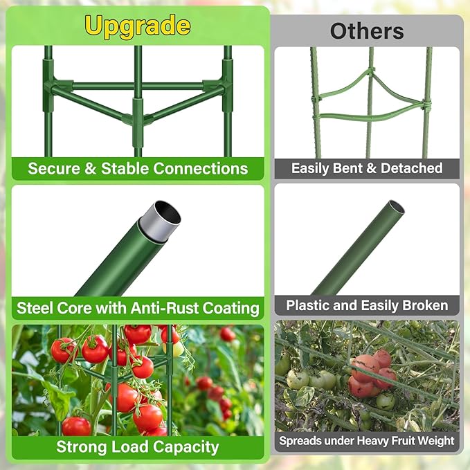 Legigo 4 Pack 57 Inch Tomato Cage for Garden, Heavy-Duty Tomato Trellis Plant Support Stakes, Adjustable Garden Trellis Plant Cage for Climbing Plants Peppers Outdoor Raised Garden Bed and Vegetables