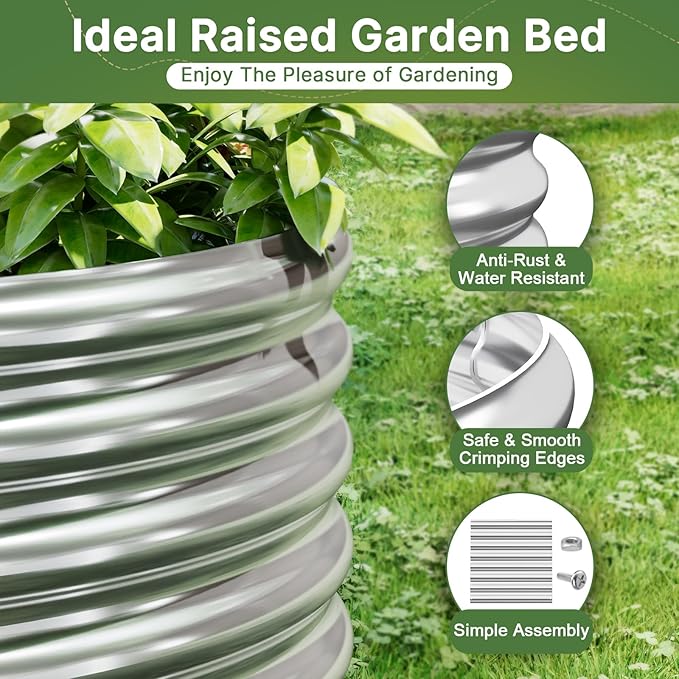 4 PCS 4x2ft Galvanized Raised Garden Bed Outdoor, Metal Garden Bed for Vegetables, Above Ground Garden Box for Flower, Steel Raised Beds for Gardening