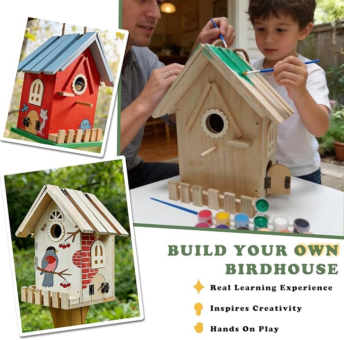 Large Wood Bird Houses for Outside Clearance,Woodworking Adult Crafts & DIY Bird House Kit, Build it Yourself Birdhouse for Adults and Kits, Hanging Birdhouse for Garden Yard Decor Gifts (1 Pack)
