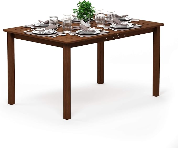 Furinno Tioman Outdoor Dining Table, Natural 35.5"D x 59.0"W x 29.0"H