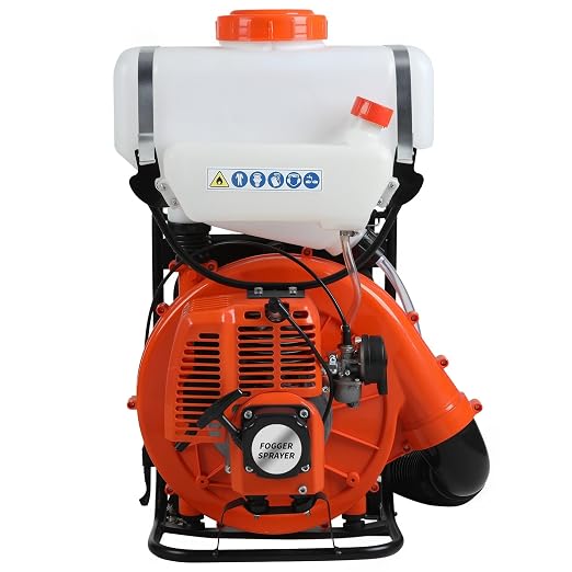 43cc Backpack Sprayer, Gas Powered Fog Machine with 20L Tank,39ft Wide Spray Range, Liquid & Powder Spray, Insect Control Fogger for Farm, Orchard, Garden Orange