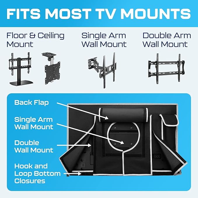 Outdoor TV Cover 75 Inch Weatherproof and Waterproof | TV Cover for Outside 75 | Outdoor TV Enclosure | Smart Shield TV Screen Protector for Outside TV | TV Display Protectors