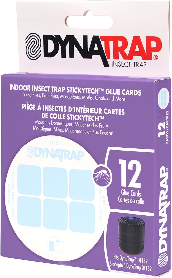 DynaTrap 21523 Replacement StickyTech Glue Boards for DT152 Indoor Insect Trap and Killer – 144 Pack