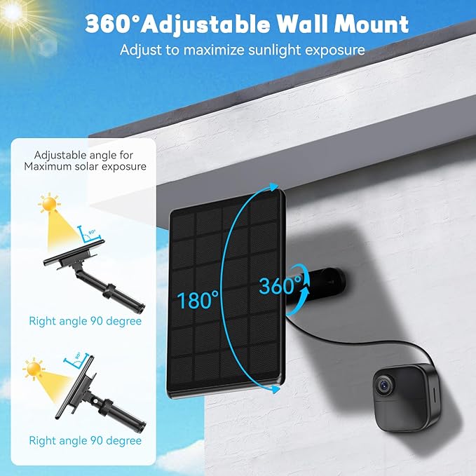 4 Pack 6W Solar Panel for Blink Camera, High-Efficiency Monocrystalline Silicon Solar Panels Compatible with Blink Outdoor 2K+, 4(4th Gen)/(3rd Gen)/XT3,XT2/XT,IP66 Wterproof,10Ft Outdoor Power Cable