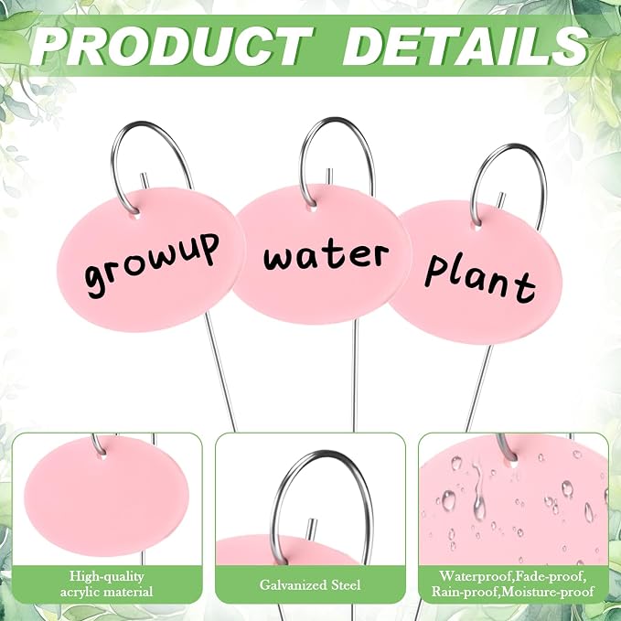 Novabright 100 Pcs Reusable Plant Labels with Metal Stakes-2mm Thick Waterproof Acrylic Garden Markers with 2 Marker Pens for Outdoor Plants,Vegetables,Flowers & Seedlings