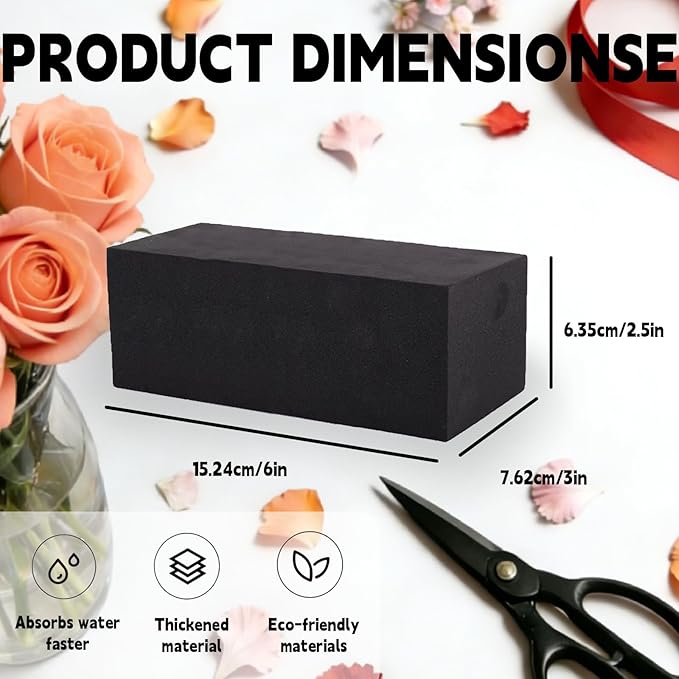 8 Piece Reusable Floral Foam Blocks, 6 x 3 x 2.5 Inch, Water Resistant, for Artificial Flower Arrangements, Outdoor Planters, Wedding Decor (8, 6 * 3 * 2.5)