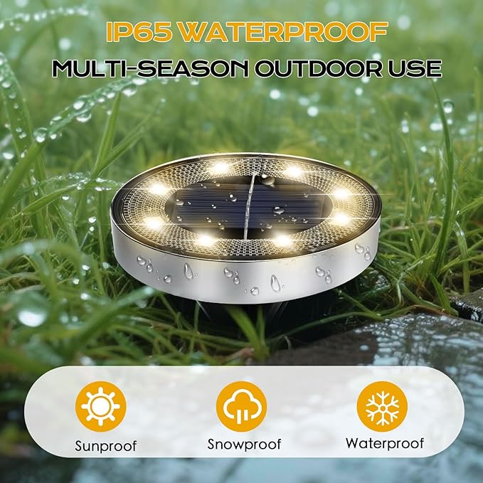OULONGER Solar Lights Outdoor 16 Pack, Solar Garden Outdoor Waterproof Pathway Lights Bright In-Ground Lighting Decor for Lawn, Patio, Yard, Driveway, Step and Walkway Warm Lights