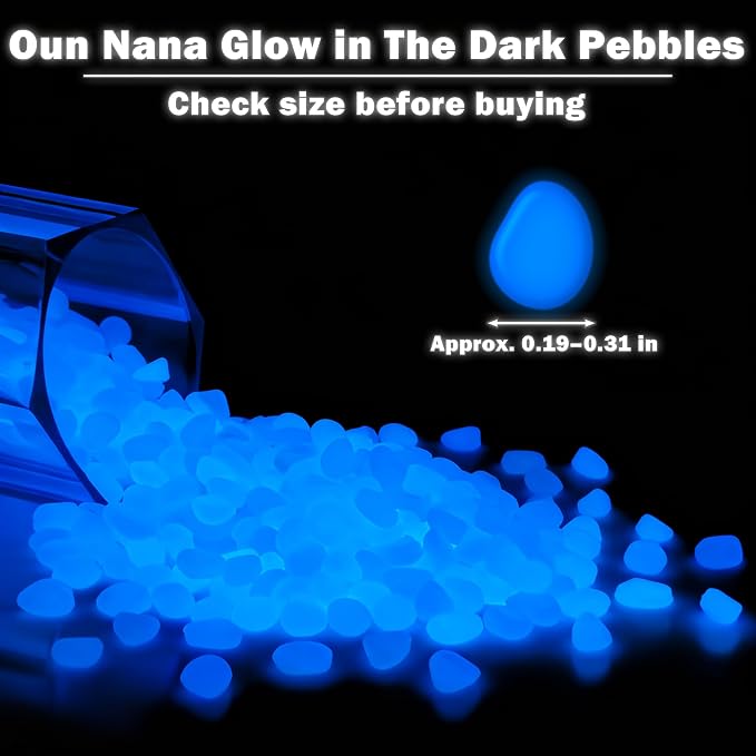 1800pcs Glow in the Dark Rocks for Outdoor Garden & Aquarium – Blue Luminous Stones for Landscaping, Pathway, Patio, Driveway, Walkway, Fish Tank, Plant Pots