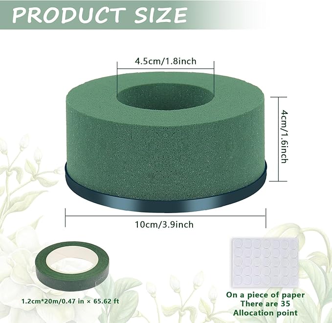 6 Pcs Mini Floral Foam Holder for Wine Bottle, Green Floral Foam Round with Plastic Base, Floral Arrangement Supplies for Wedding Party Table Wine Bottle Decor (6)