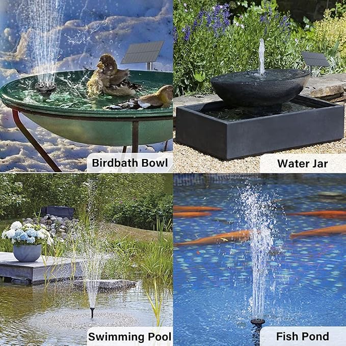 Biling 2W Solar Pond Aerator with Battery Backup, Solar Water Pump Outdoor, for BirdBath, Fish Pond Stock Tank