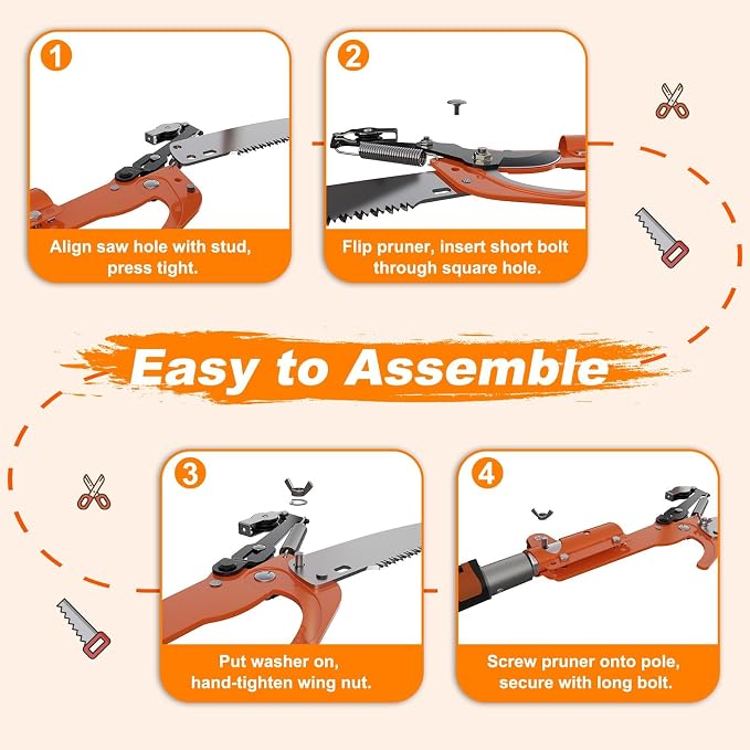 LAANPOLE 26FT Reach Tree Trimmer, Manual Pole Saw with 5-20FT Extension Pole, Tree Pruner Extendable for High Tree Branch Trimming Pruning Cutting