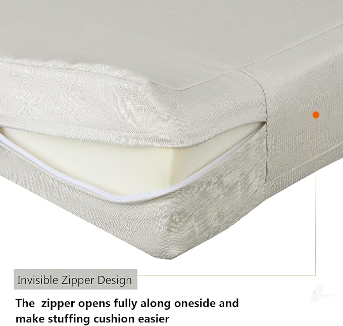 Patio Seat Cushion Covers,Washable Slip Covers Replacement,Waterproof Outdoor Furniture Chair Cushion Pillow Seat Cover for Couch,Garden,Sofa,Khaki,22"×22"×4"(4 Covers Only)