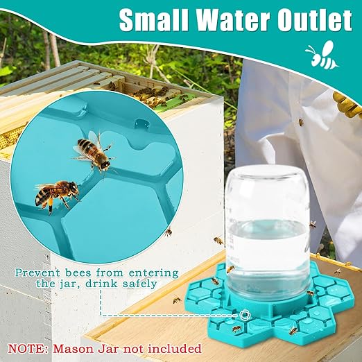 2 Pack Bee Feeder for Mason Jar, Silicone Bee Watering Station, Compatible with Regular and Wide Mouth, Bee Feeders for Hives, Beekeeping Supplies, Bee Waterer for Outside Garden(Blue)