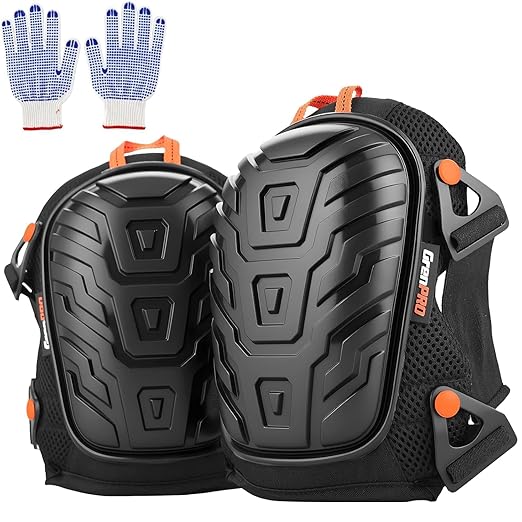 GRENPRO Professional Knee Pads for Work,Heavy Duty Thick Foam Knee Pads Tools, Knee Pad with Soft Gel Cushion for Construction, Work, Flooring, Gardening, Cleaning, Tiling,Upgraded Black
