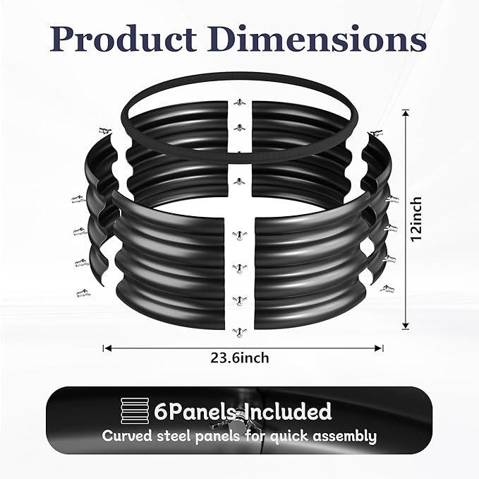 2 x 2 x 1 ft Round Raised Garden Bed, Black 3 Pack 0.6 mm Thick Galvanized Steel Planter Box with Double Layer Paint and Safety Edge Trim for Vegetables Flowers Herbs Outdoor Garden