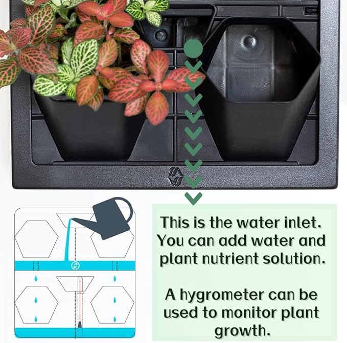 Wall-Mounted Planters Indoor, Living Wall Planter with 4 Pots - Vertical Planter Wall & Hanging Planter for Home, Office, Balcony or Shop No Assembly Required (Black)