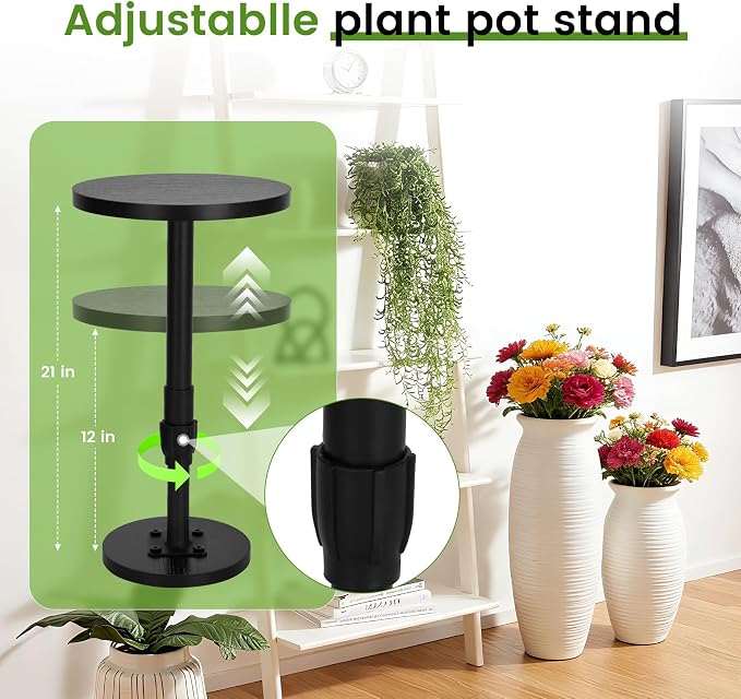 Adjustable Height Plant Risers for Pots Indoor & Outdoor 2 PCS , 12-21" Height, 6/8/10" Base - Iron Rise Plant Fillers Risers for Tall, Square, Round, Tapered Planters