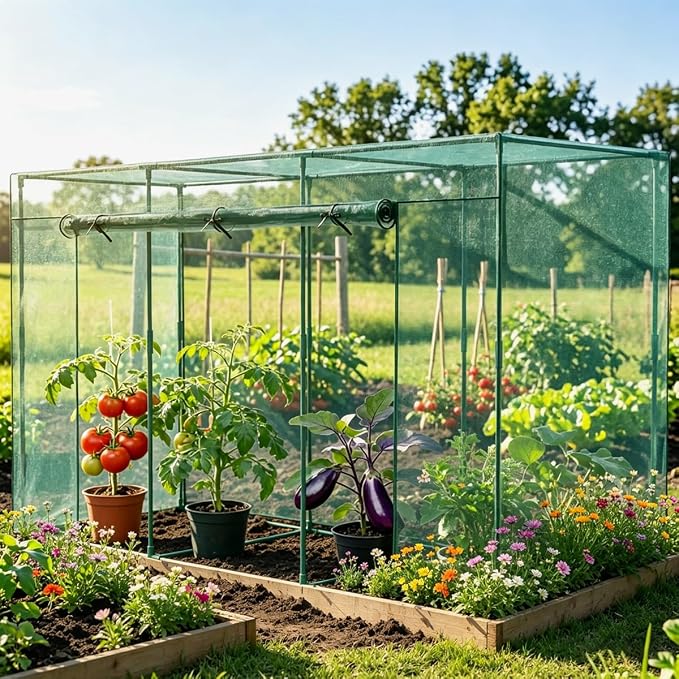 Premium Steel-Frame Plant Protection Net/Crop Cage, A Reusable Garden net Enclosure Designed to Shield Plants from pests, Animals, and Harsh Weather Conditions. (130.1 * 43.3 * 71.1'', Rectangular)