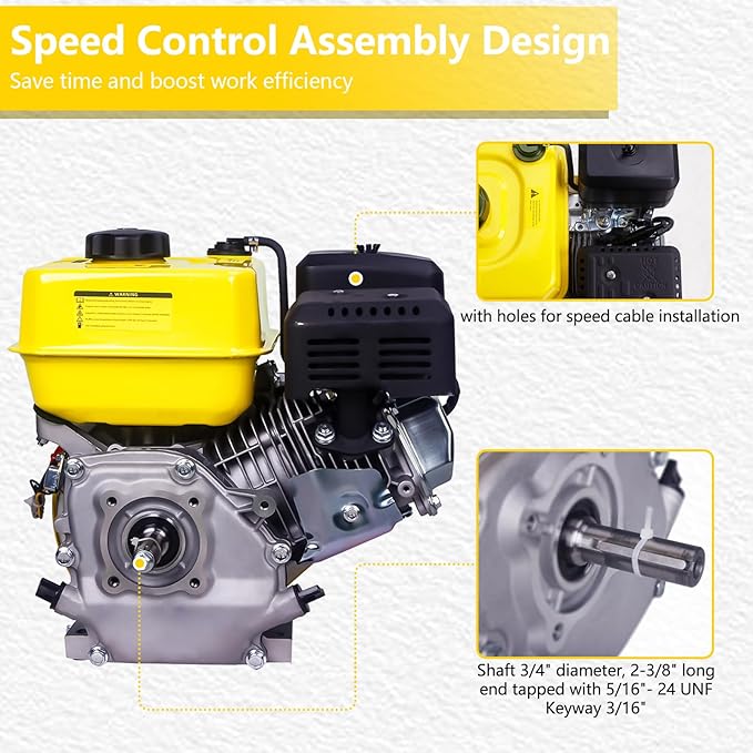 Aceup Energy 7HP 212cc Gas Engine Horizontal Shaft, 4 Stroke OHV Gas Motor, Shaft 3/4" (19mm) Diameter Recoil Start