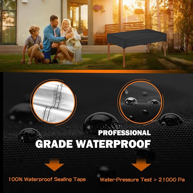 SUNICO Rectangular Outdoor Table Covers Waterproof, Anti-UV Patio Table Cover for Outdoor Furniture, Windproof Outside Dining Table Cover, Patio Furniture Cover 75" L x 40" W x 6" H