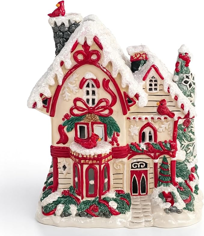 Blue Sky Clayworks Cardinal Bird Candle House, 7.25" Length x 5.5" Width