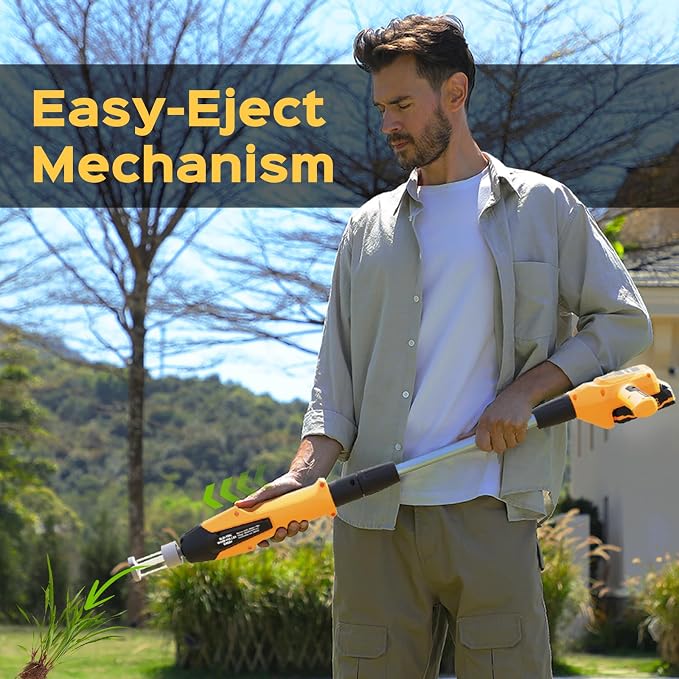 Weed Puller Tool, 21V Powerful Electric Weeder Tool with 2.0Ah Battery and Charger, Garden Tools Weed Remover Tool with 3-Claw Steel Head for Smooth Weeding, Ideal Gifts for Men Women Mom Dad, Yellow