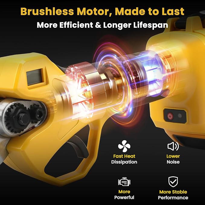 2-in-1 Pole Pruner & Cordless Electric Pruning Shears for Dewalt 20V Battery, 14Ft Reach, 1.2" Cutting Diameter, Brushless Motor with LCD Display, for Tree Trimming Branch Cutter (No Battery)
