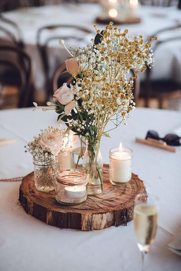 Baby's Breath Artificial Flowers Bulk 10 Pack (30pcs) Faux Baby Breath Plastic Flower Fake Gypsophila Flower Arrangement for Crafts Fake Flowers Bouquet for Wedding Centerpieces Gold Baby Breath