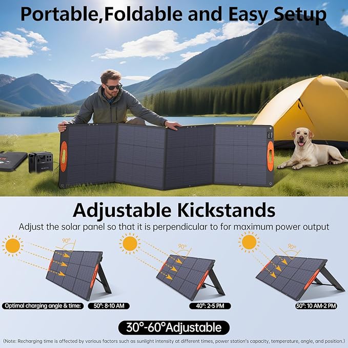SOKIOVOLA N-Type 16BB 220W Portable Solar Panel for EF/Jackery/Bluetti/Anker Power Station, IP68 Waterproof Foldable Solar Panel ETFE 25% High Efficiency for Outdoor Camping RV Trip
