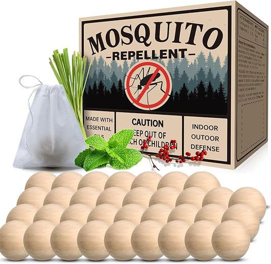 Mosquito Repellent 34 Balls – Mosquito Repellent Outdoor Patio & Indoor, Natural Mosquito Deterrent for Yard, Patio, Camping & Travel