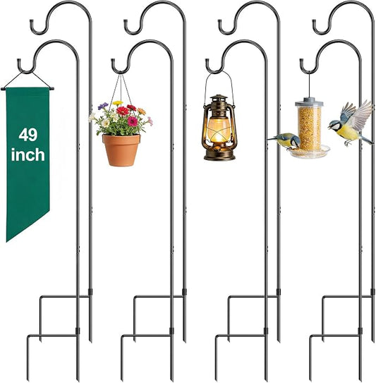 GOFORWILD Shepherd Hook Made of Premium Metal for Garden Decor, Plant Hanger, Lantern Hook, Solar Light Hanging and Wedding Decor, 49 Inch, 8 Pack