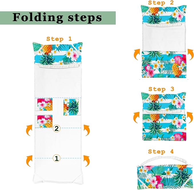 Lounge Chair Towel Cover, Beach Chair Cover (Pack of 2), Pool Lounge Chair Covers for Outdoor,Garden, Beach,Sun Lounger,Hotel Pool,Large Size and No Sliding, 85" X 30", Pineapple