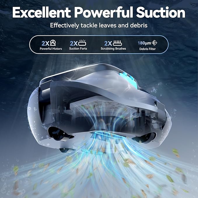X1 Robotic Pool Vacuum, Cordless Pool Cleaner with 120-Min Runtime, Auto-Parking, 2.5h Fast Charging, for Above-Ground & Flat-Bottom Inground Pools up to 850 sq.ft