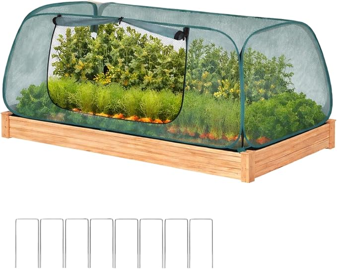 1Pack Raised Garden Bed Covers, Pop Up Mesh Plant & Vegetable Cover,30% Sunblock Plant Shade Tent, Outdoor Planter Protection, Sun & Insect Guard