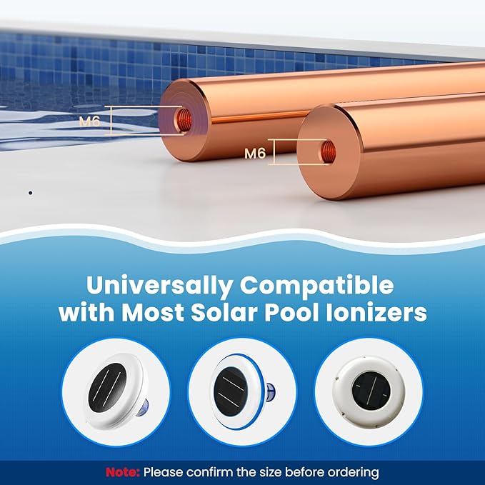Pool Ionizer Copper Replacement Kit - Replacement Copper Anodes 4.13 x 0.71 Inch Universal Fit for Solar Ionizer, Complete Set with All Accessories