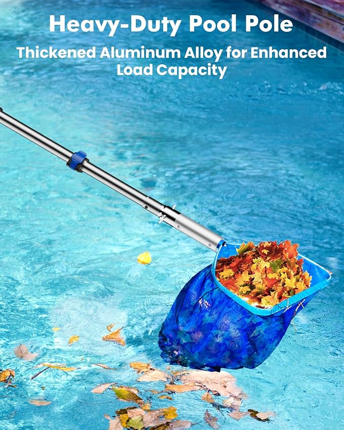 Pool Pole Telescopic 24FT Heavy Duty Upgraded Aluminum, 24 Ft Extension/Extendable Telescoping Tool for Above Ground/Inground Swimming Cleaning Supplies Accessories, Leaf Skimmer/Brush/Net/Vacuum/Mesh