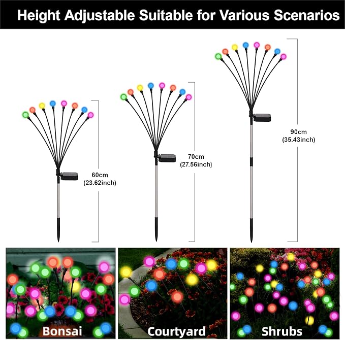 Solar Firefly Lights Multicolor, 6 Pack 800mAh Swaying Firefly Garden Lights Solar Powered Outdoor Waterproof Color Changing for Outside Yard Patio Lawn Pathway Walkway Stake Christmas Decor