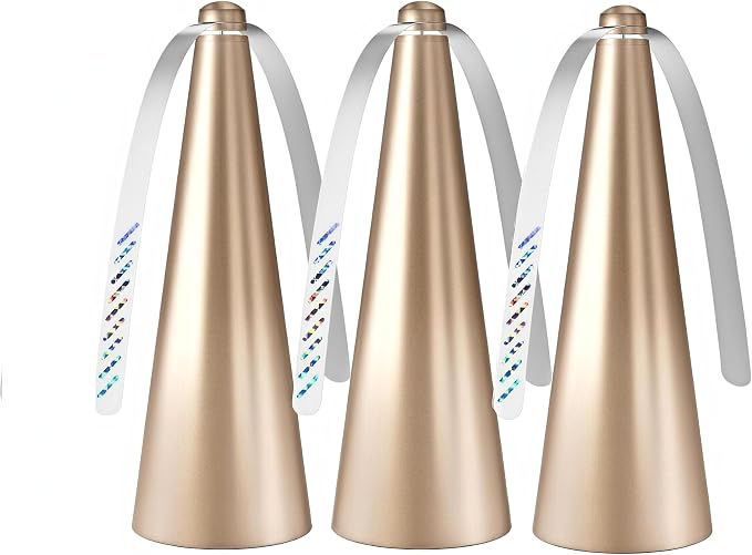 Glovv Fly Fans for Tables, Bug Food Fan Outdoor Indoor Keep Flies Away, 3 Pack Portable Batteries Powered Picnic Table Top Spinner with Metal Hanger, Fly Repellent for Restaurant, Camping (Golden)