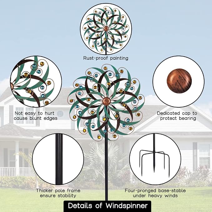 Stargarden Large Metal Wind Spinners for Outdoor, Metal Yard Art Wind Sculptures & Spinners for Yard and Garden Decorations (20x80 Inches)