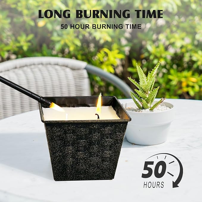 Citronella Candles Outdoor – 2 Pack, 12oz Each, Large Double-Wick Soy Wax Candles, 100-Hour Burn Time, for Patio, Camping, Backyard, Emergency & Survival