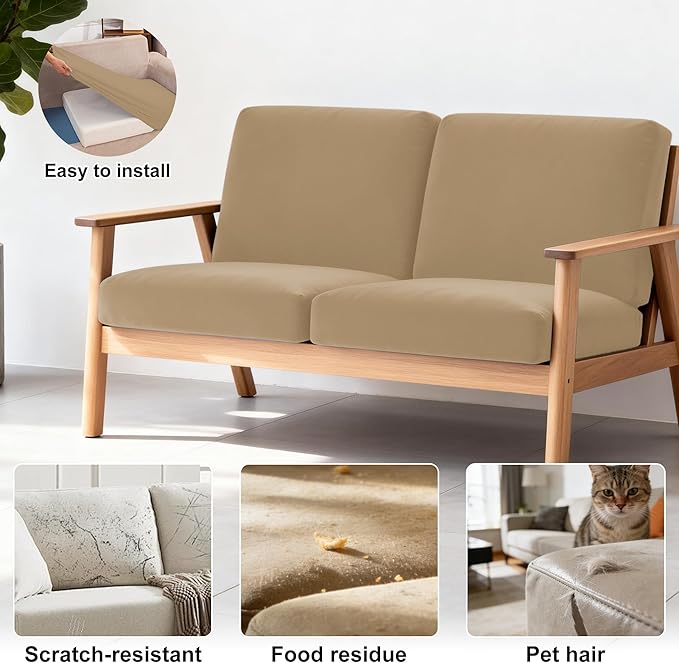 BIETYONE 4Pcs Patio Stretch Cushion Covers,Outdoor Sofa Replacement Cover Slipcovers for Patio Furniture Cushion Covers, Washable Reusable Furniture Protector
