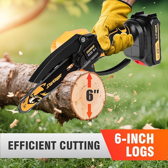 Mini Chainsaw, 6-inch Cordless Electric Small Chainsaws, Portable Handheld Chain Saw for Tree Pruning Shears Garden Maintenance, Best Fathers Day Gift for Men Dad Husband(2 Batteries)
