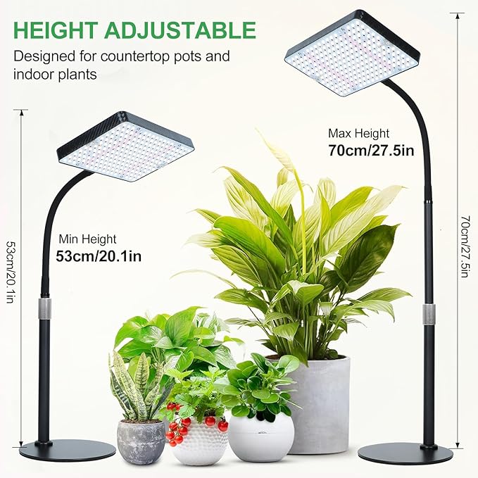 FRGROW 2026 Tabletop Grow Lights for Indoor Plants, Seed Starting, Bonsai, 4/8/12/16/20H Timer, 25 Watt Power Draw, Bright Enough Like A Small Sun, Daisy Chain Function, 16"-24" Height Adjustable