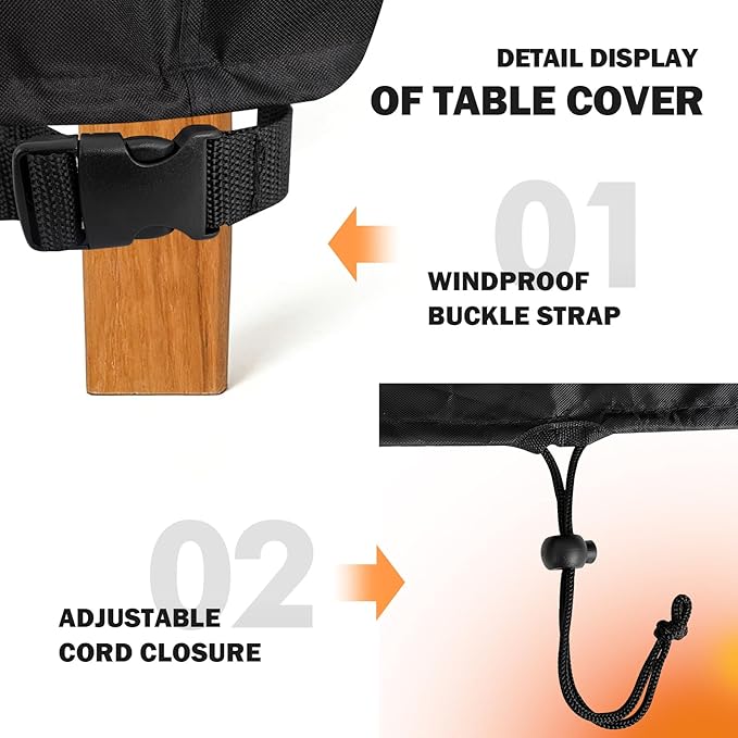 SUNICO Rectangular Outdoor Table Covers Waterproof, Anti-UV Patio Table Cover for Outdoor Furniture, Windproof Outside Dining Table Cover, Patio Furniture Cover 100" L x 50" W x 6" H