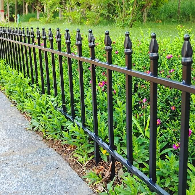 Thealyn Metal Decorative Garden Fence 22" Wide x 18" High (10 Panels, Total Length 18.3 feet), Metal Border Folding Fence, Landscape Fencing for Flower Bed, Yard, Animal Barrier