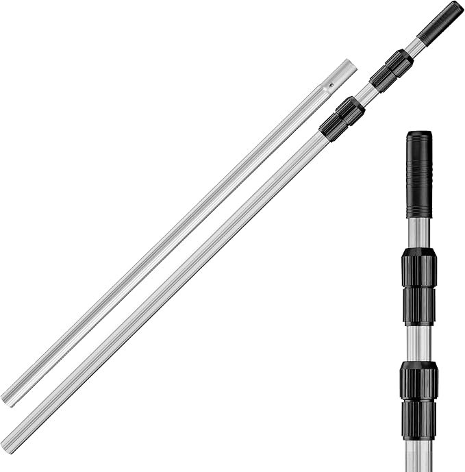 Swimming Pool Pole - 15 Feet Aluminum Telescopic Pool Pole for Cleaning // Telescoping Pool Extension Pole // Adjustable Brush, Skimmer, Vacuum Pool Cleaning Stick for Inground & Above Ground Pools