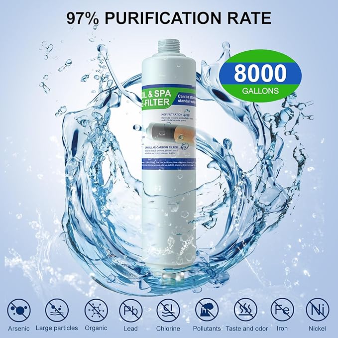 Garden Hose Filter for Filling Pool/Hot Tub/Spa, Greatly Reduces Sediment, Chlorine, Heavy Metals and Odors, Standard 3/4" Garden Hose Thread, Hose Filter, Up to 8,000 Gallons (1, Blue)