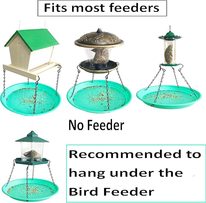 Large Hanging Bird Feeder Tray, Platform Seed Tray for Bird Feeders, Outdoor Garden Decoration for Backyard Attracting Wild Birds - Green