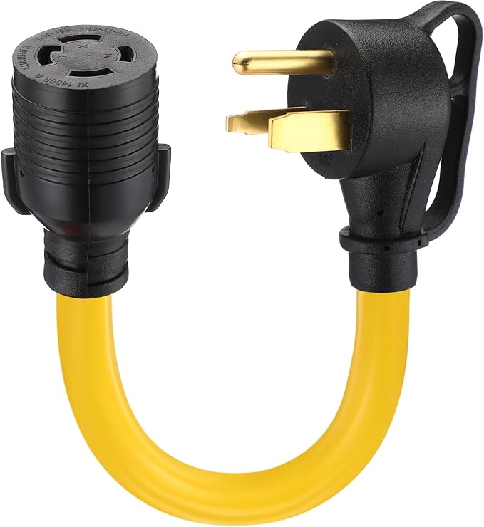 Tellegloww NEMA 6-50P to L14-30R 1 FT 30 Amp Welder Adapter Cord, 3 Prong 50amp Welding Outlet to 4 Prong 30amp Generator Locking Plug, Generator to Welder Adapter STW 10 AWG, ETL Listed